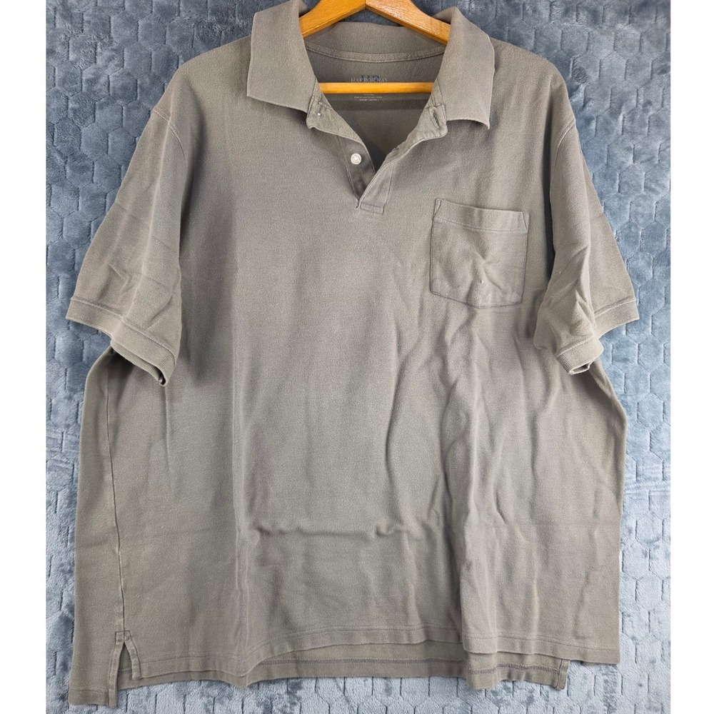 Harbor Bay Mens 4XL Polo Shirt Green Short Sleeve Cotton Pique Chest Pocket 4XLT